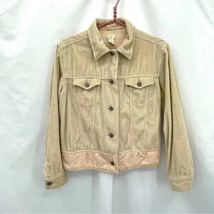 J Jill Women's Corduroy Short Jacket XSmall Tan Velvet Button Up Unlined Boho